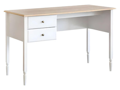 Bureau avec 2 tiroirs en bois Couleuris blanc - Longueur 120 x Profondeur 55 x Hauteur 77 cm UQJB51509