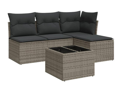 Salon de jardin 5 pcs avec coussins gris résine tressée RMUK50614