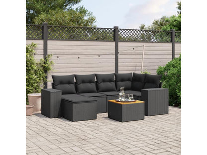 Salon de jardin 7 pièces avec coussins noir résine tressée XWAL67115