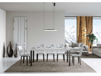 Table extensible 90x160/420 cm Everyday Frêne Blanc cadre Anthracite