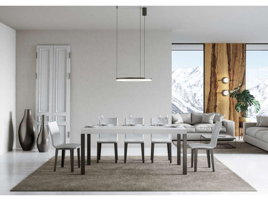 Table extensible 90x160/420 cm Everyday Frêne Blanc cadre Anthracite