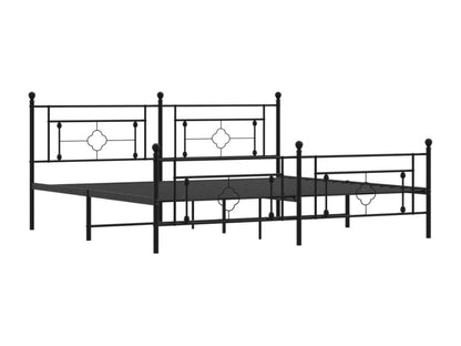 Cadre de lit métal sans matelas avec pied de lit noir 200x200cm