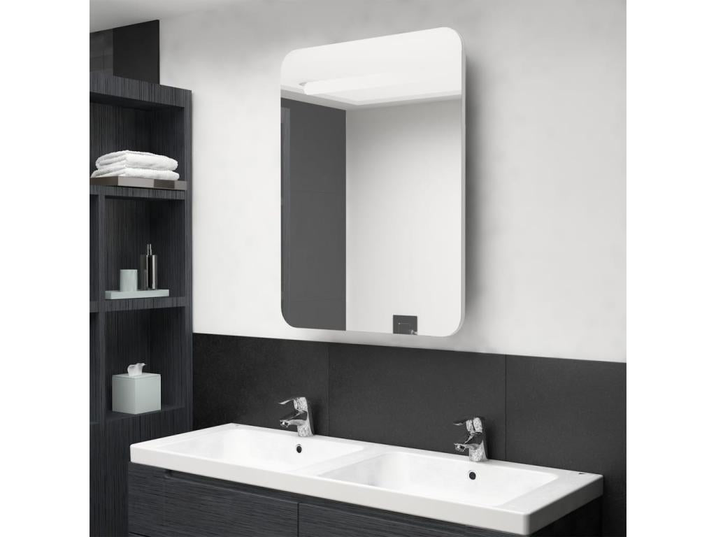 Armoire de salle de bain à miroir LED Blanc brillant 60x11x80cm QPGG19109