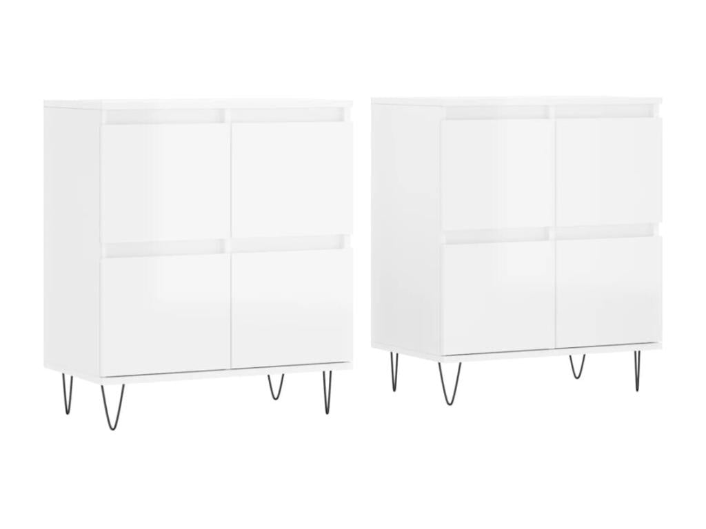Buffet 2 pièces blanc brillant bois d'ingénierie GEQZ04283
