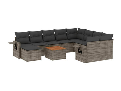 Salon de jardin 11 pièces avec coussins gris résine tressée ZXEB87162