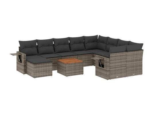 Salon de jardin 11 pièces avec coussins gris résine tressée ZXEB87162