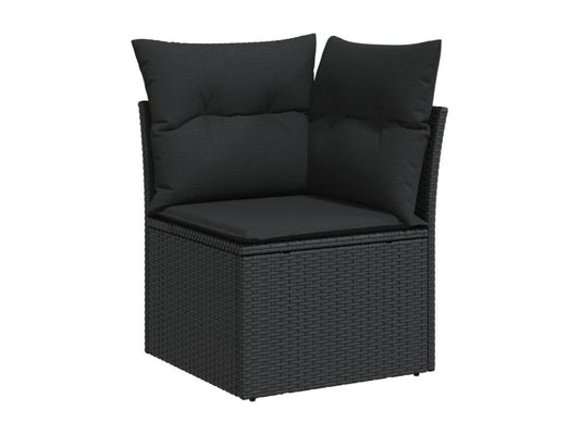 Salon de jardin avec coussins 14 pcs noir résine tressée AJLM18426