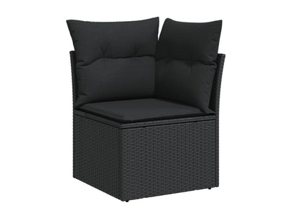 Salon de jardin 7 pcs avec coussins noir résine tressée LCGV49590