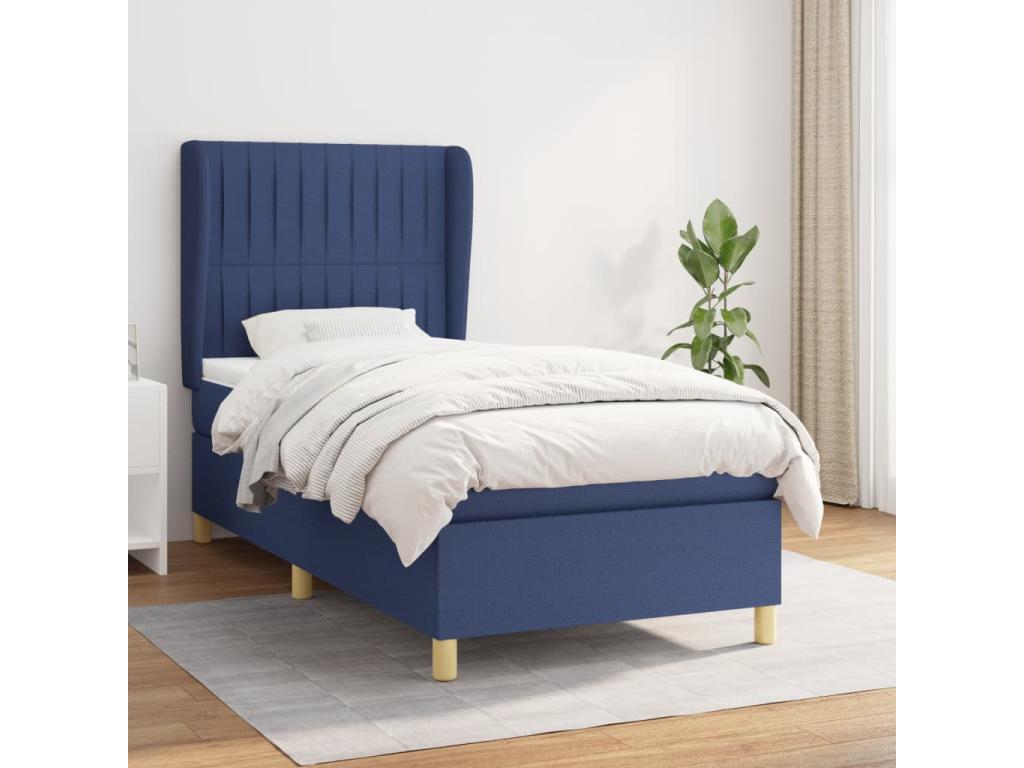 Lit à sommier tapissier avec matelas Bleu 90x190 cm Tissu OWNV91122