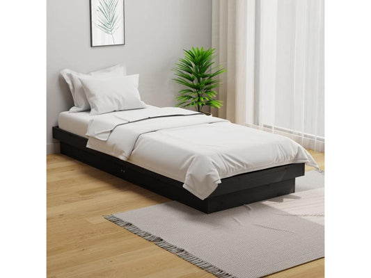 Cadre de lit sans matelas gris bois massif SJWK17382