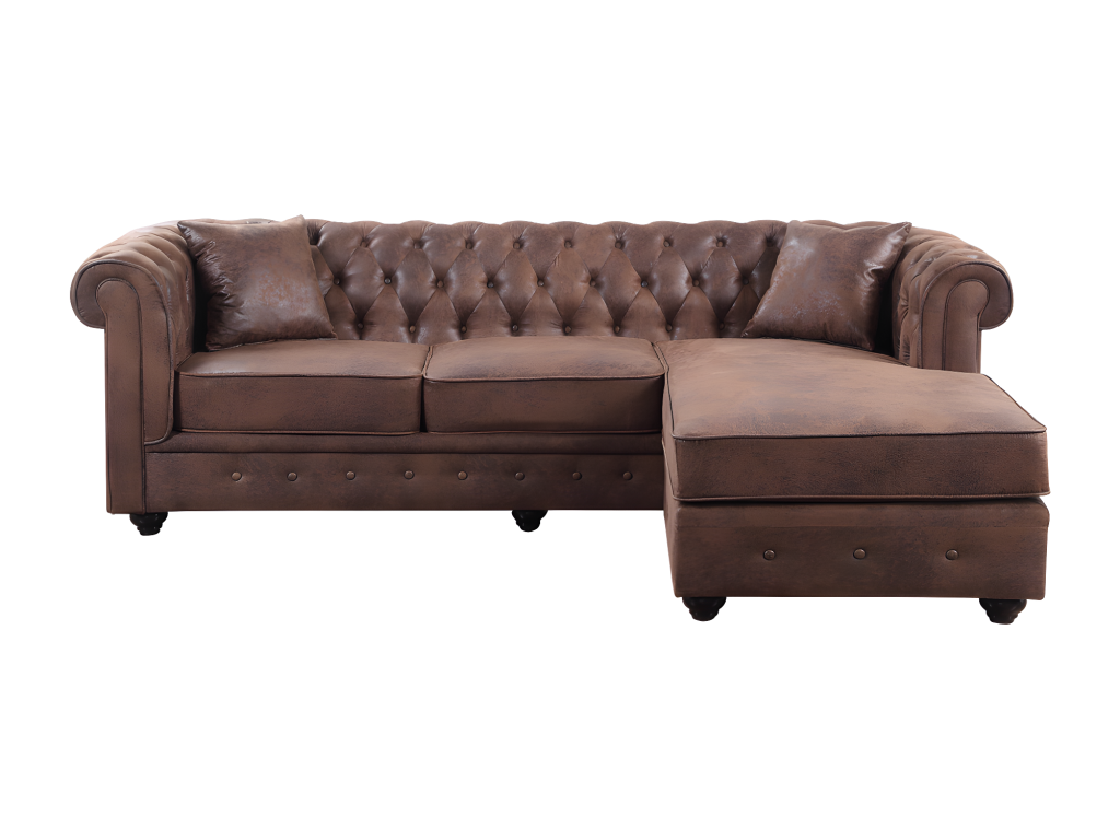 Canapé d'angle Chicyla réversible Chicyla en microfibre vieillie - Marron YHQQ44686