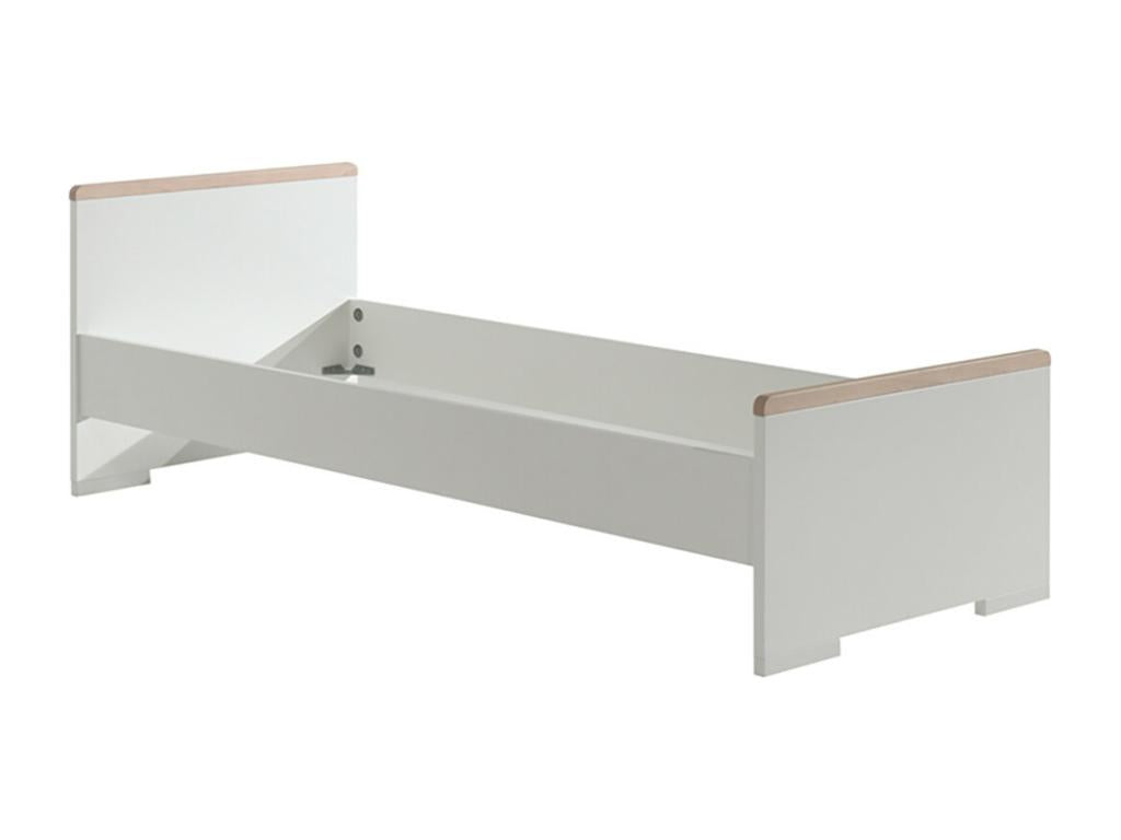 Chicyla BLANC - Lit 90x200cm Chevet Armoire 2 Portes OBGW00080