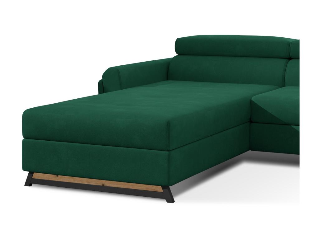 Canapé angle gauche convertible velours vert bouteille avec appuis-tête réglables Chicyla 300cm ZCJN72802