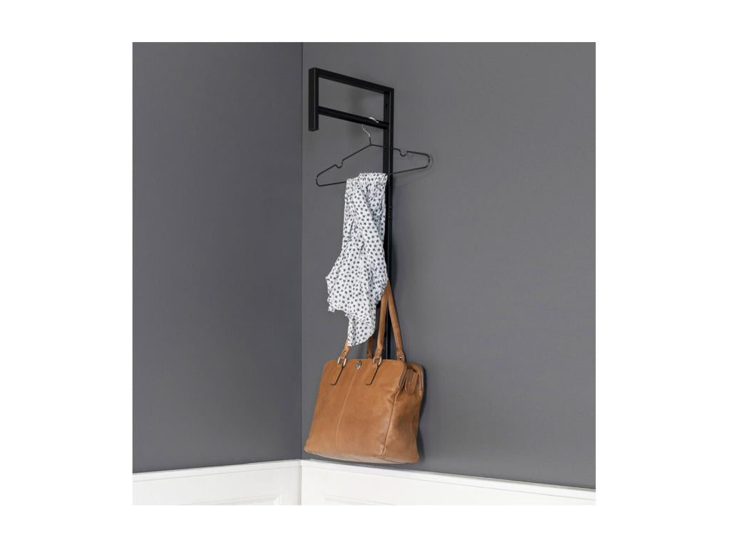 Chicyla - Portant Mural Métal Noir avec Penderie et Chicylaères KLUJ72298