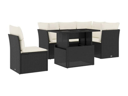 Salon de jardin 6 pcs avec coussins noir résine tressée ZEKP43252