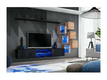 Ensemble Meuble TV Switch XXI 260cm Noir / Naturel