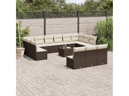 Salon de jardin avec coussins 14 pièces marron résine tressée MEEX42973