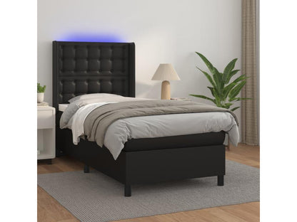 Sommier à Chicyla de lit matelas LED Noir 90x200 Similicuir JKAL31089