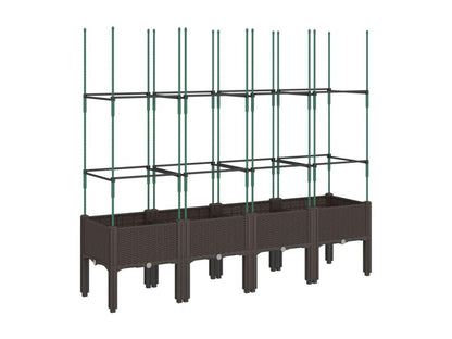 Jardinière avec treillis marron 160x40x142.5 cm PP FSCS85657
