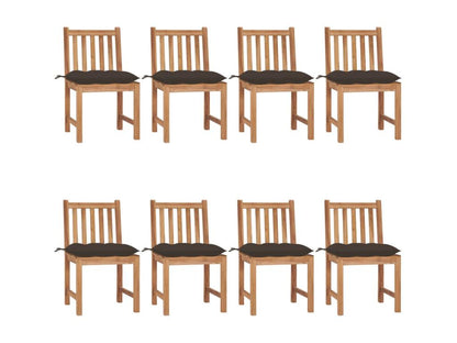 Chaises de jardin 8 pièces avec coussins Bois de teck massif WWKV78087