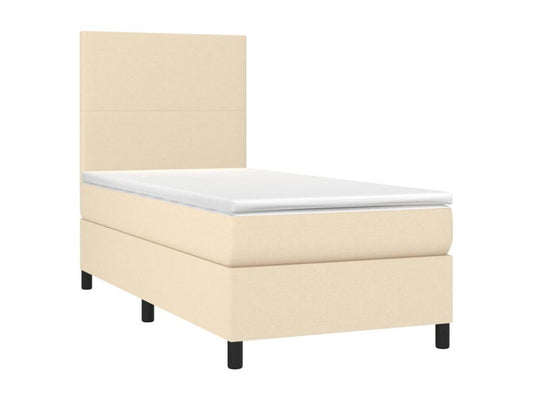 Lit à sommier tapissier et matelas Crème 90x190 Tissu QJLA54145