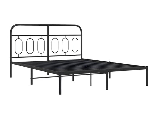 Cadre de lit métal avec tête de lit noir 150x200 cm VJTU60035