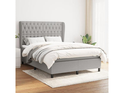 Lit à sommier tapissier avec matelas Gris clair 140x200cm Tissu AHUN45432