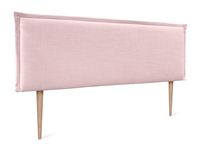 Meublori Tête de lit en lin naturel uni avec passepoils 135x105cm avec Pieds Lits 120/135 - Rose Pâle