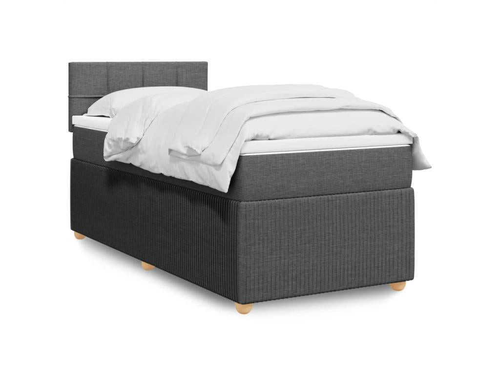 Sommier à Chicyla de lit avec matelas Gris foncé 80x200 cm Tissu TIQK91932