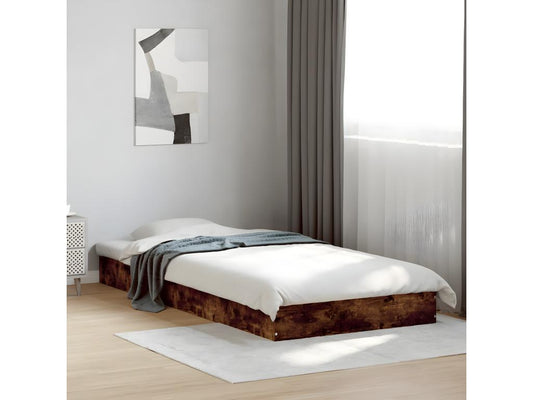 Cadre de lit chêne fumé 75x190 bois d'ingénierie ZZOF29693