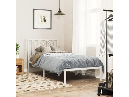 Cadre de lit métal sans matelas avec tête de lit blanc 80x200cm TWEB35247