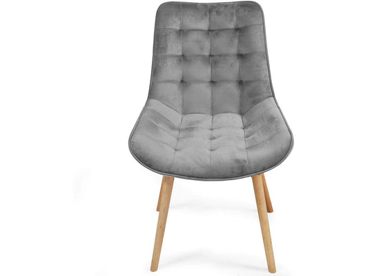 Lot de 4 chaises de salon salle à manger pied en bois et velours gris 01 0000739 HWWE81539