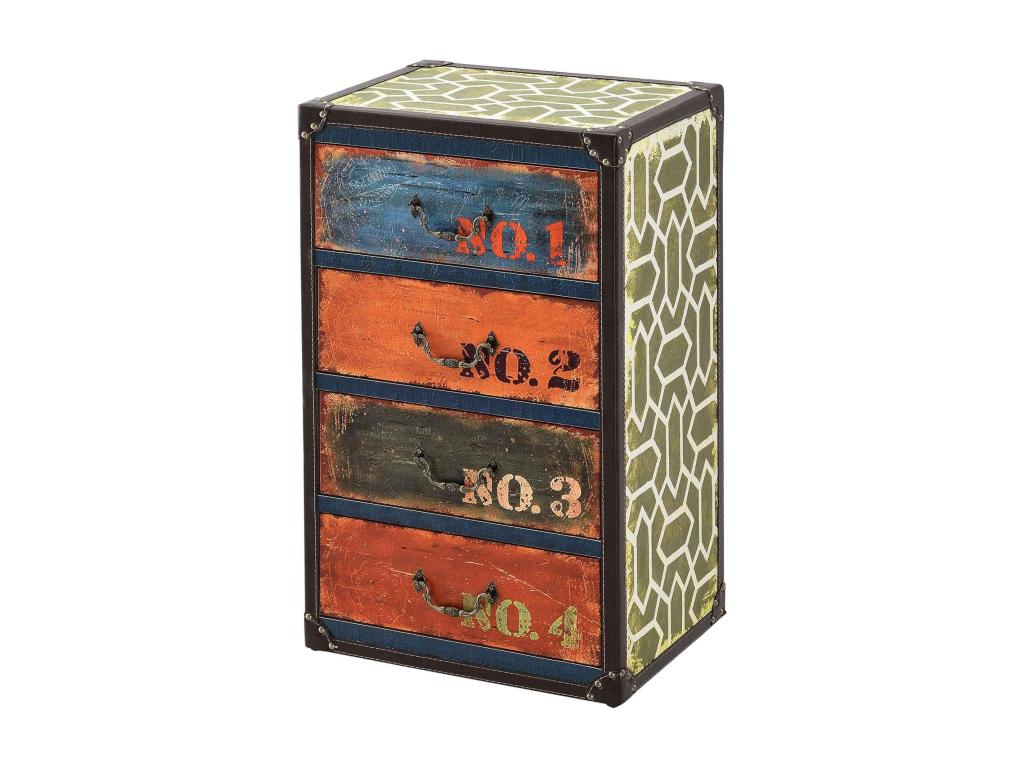 Commode design stylée industriel effet bois multiCouleure 40x30x66 cm 03 0005033 XTQS50905