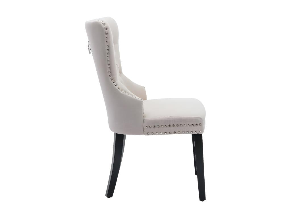 Lot de 4 Chaises scandinaves - tissu en lin - avec pieds en chêne - Beige KYFD10246