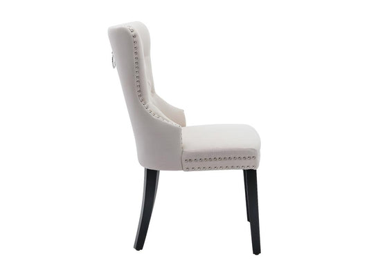 Lot de 4 Chaises scandinaves - tissu en lin - avec pieds en chêne - Beige KYFD10246