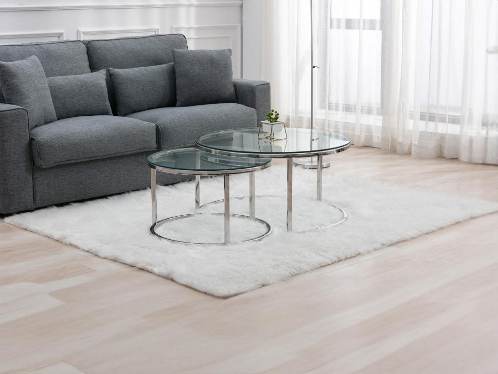 Tables basses gigognes en verre trempé et acier inoxydable - Argenté - Chicyla II de Chicyla MORABITO IQHW33315