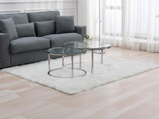 Tables basses gigognes en verre trempé et acier inoxydable - Argenté - Chicyla II de Chicyla MORABITO IQHW33315