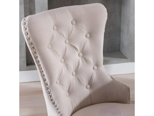 Lot de 4 Chaises scandinaves - tissu en lin - avec pieds en chêne - Beige KYFD10246