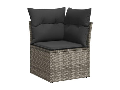 Salon de jardin 9 pcs avec coussins gris résine tressée PYOO80083