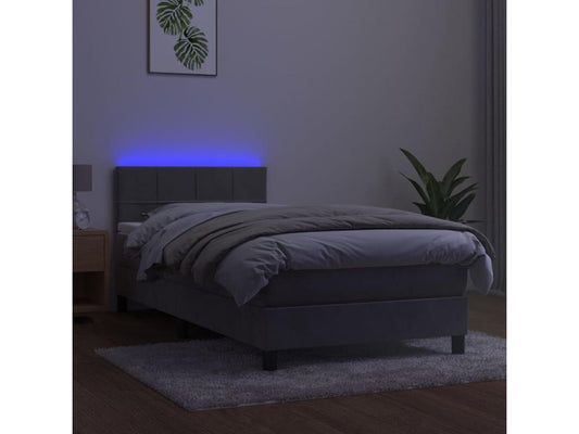 Sommier à Laviecasa de lit et matelas et LED Gris clair 90x190 IGKP56903