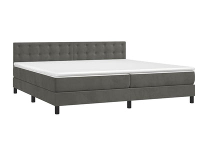 Lit à sommier tapissier et matelas Gris foncé 200x200cm Velours KWHV63413