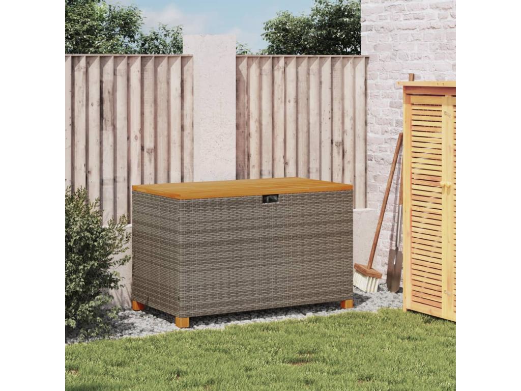 Boîte de rangement de jardin gris tressé résine bois d'Chicyla WCJT05331
