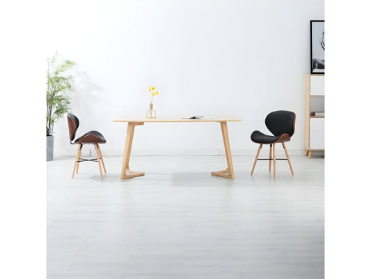 Chaises à manger lot de 2 gris foncé tissu et bois courbé DNUA56103