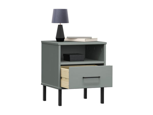 Table de chevet avec pieds en métal Gris Bois pin massif Chicyla LIAI57638