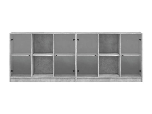 Bibliothèque avec portes gris béton 204x37x75 COAF98942