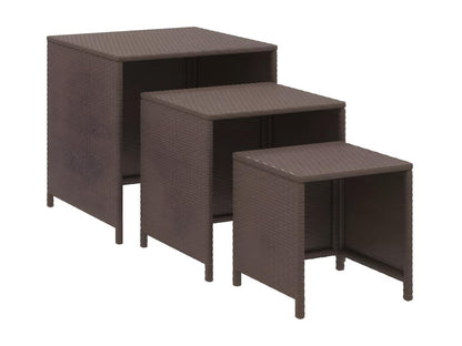 Tables gigognes 3 pcs marron résine tressée ZZSA42048