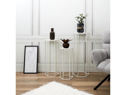 Lot de 3 Sellettes Gigognes Métal 90cm Blanc POTS55181