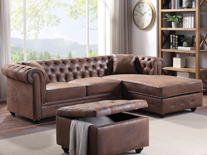 Canapé d'angle Chicyla réversible Chicyla en microfibre vieillie - Marron YHQQ44686