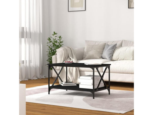 Table basse Noir 80x50x45 Bois d'ingénierie et fer OLOL59994