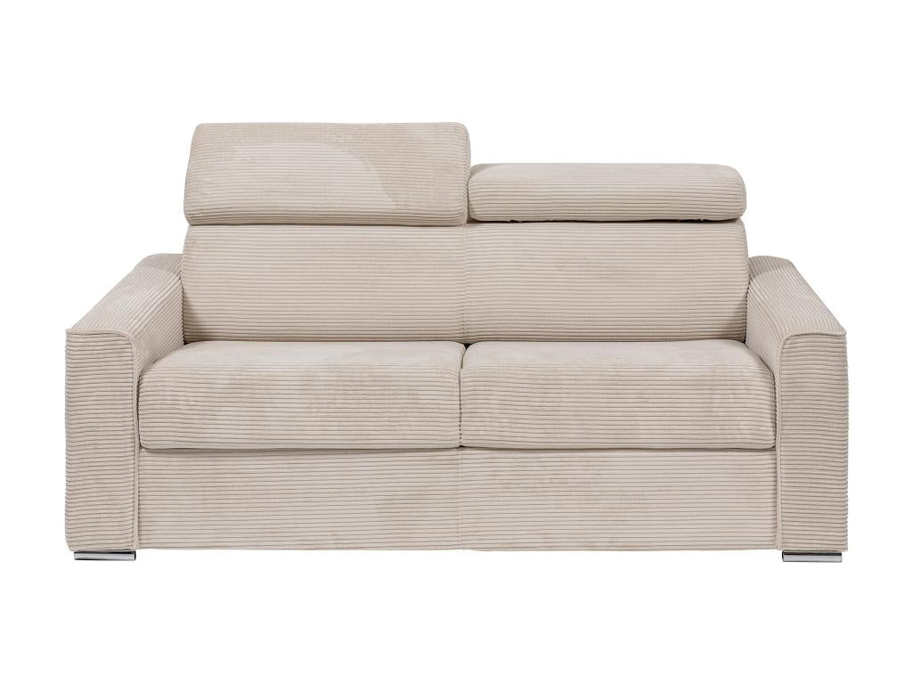 Canapé 4 places convertible express en velours tricoté beige - Couchage 160 cm - Matelas 14 cm - Chicyla GQEX65961